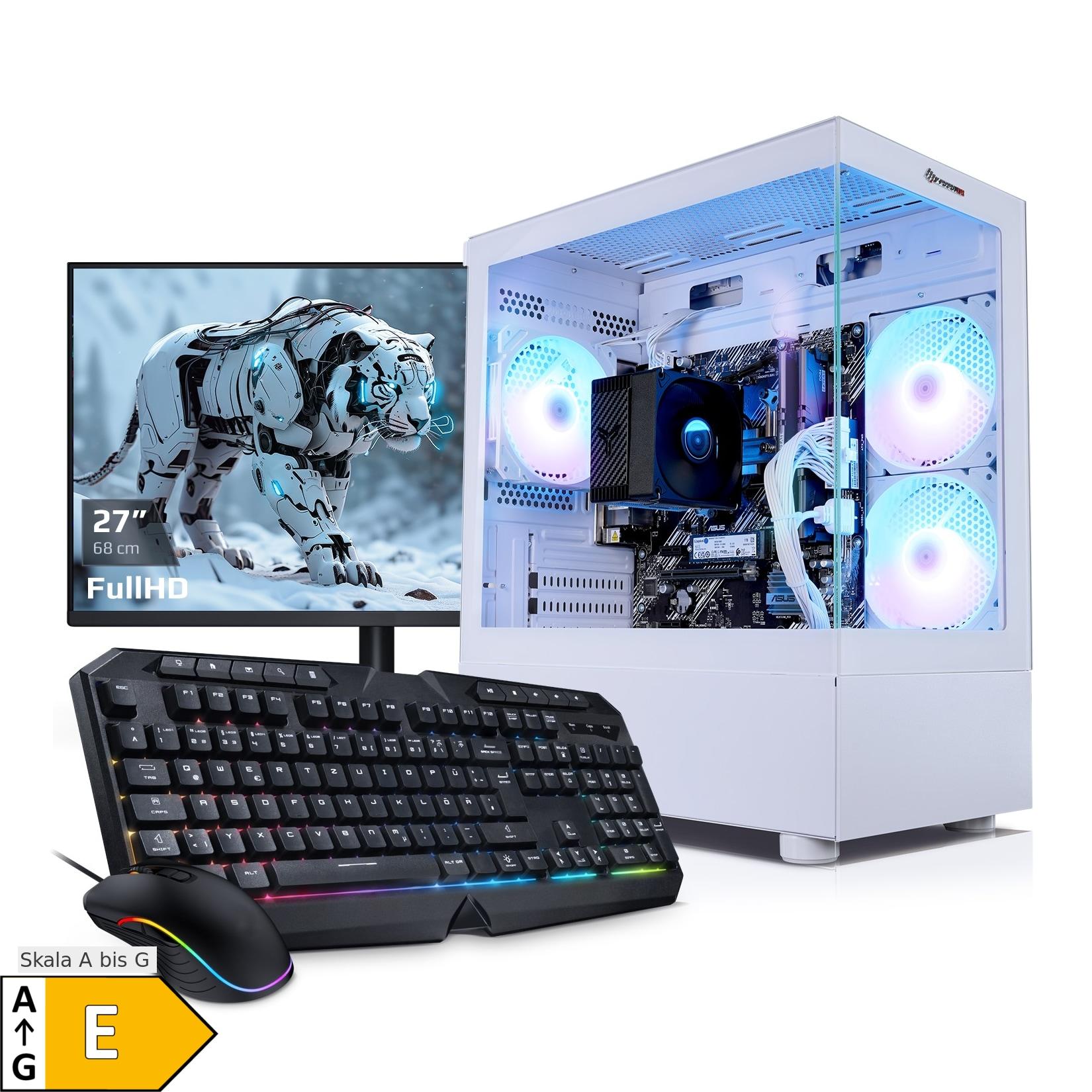 PC Set Gaming mit 27 Zoll TFT Allround AMD Ryzen 5 5600GT, 16GB DDR4, AMD Radeon Grafik, 1TB SSD, WLAN, Windows 11