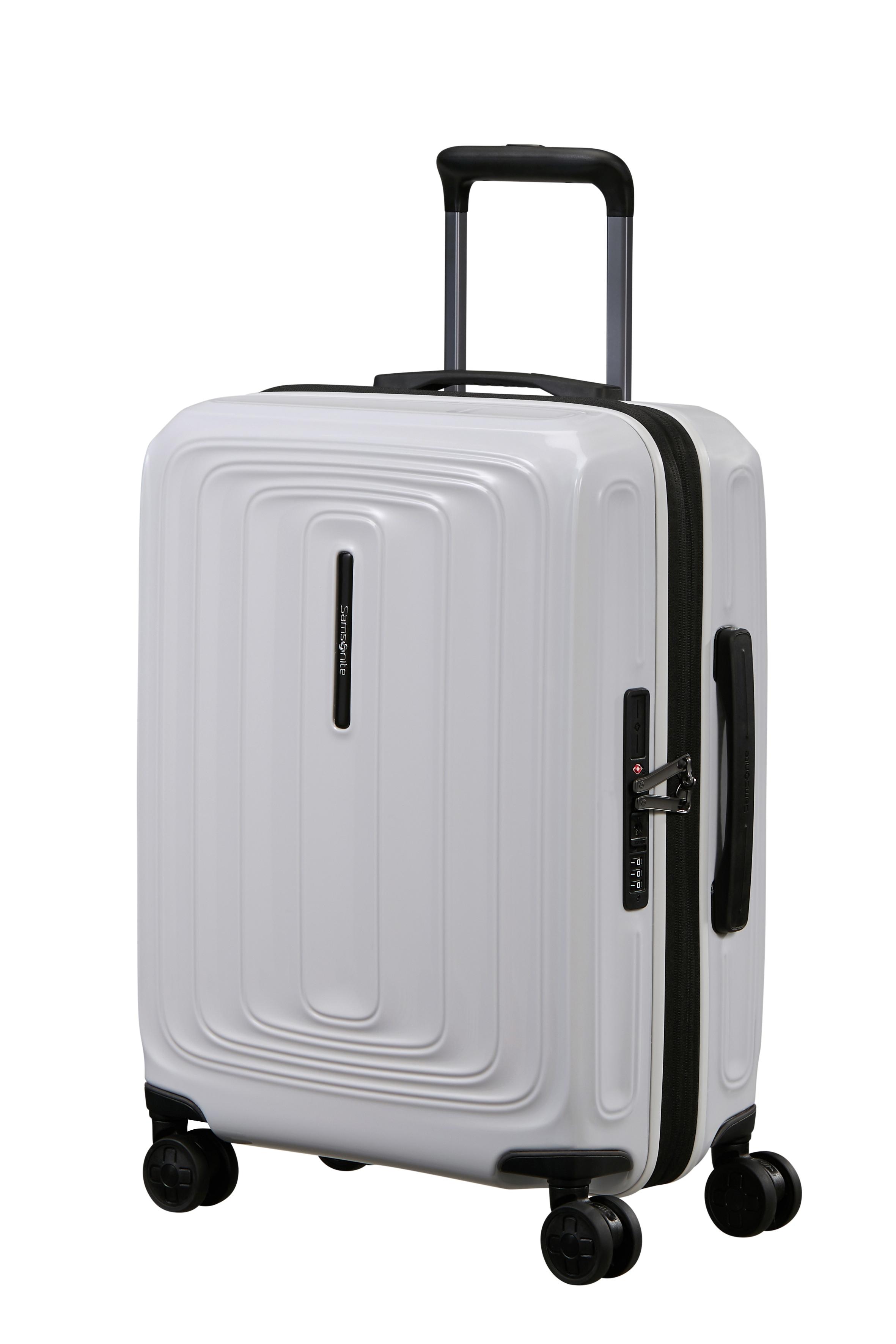 Hartschalen-Trolley SAMSONITE "2WANDER", Gr. B/H/T: 40cm x 55cm x 20cm 40 l, metallic stone, Polycarbonat, Koffer, aus robustem Polycarbonat, mit Adressetikett und Dehnfalte