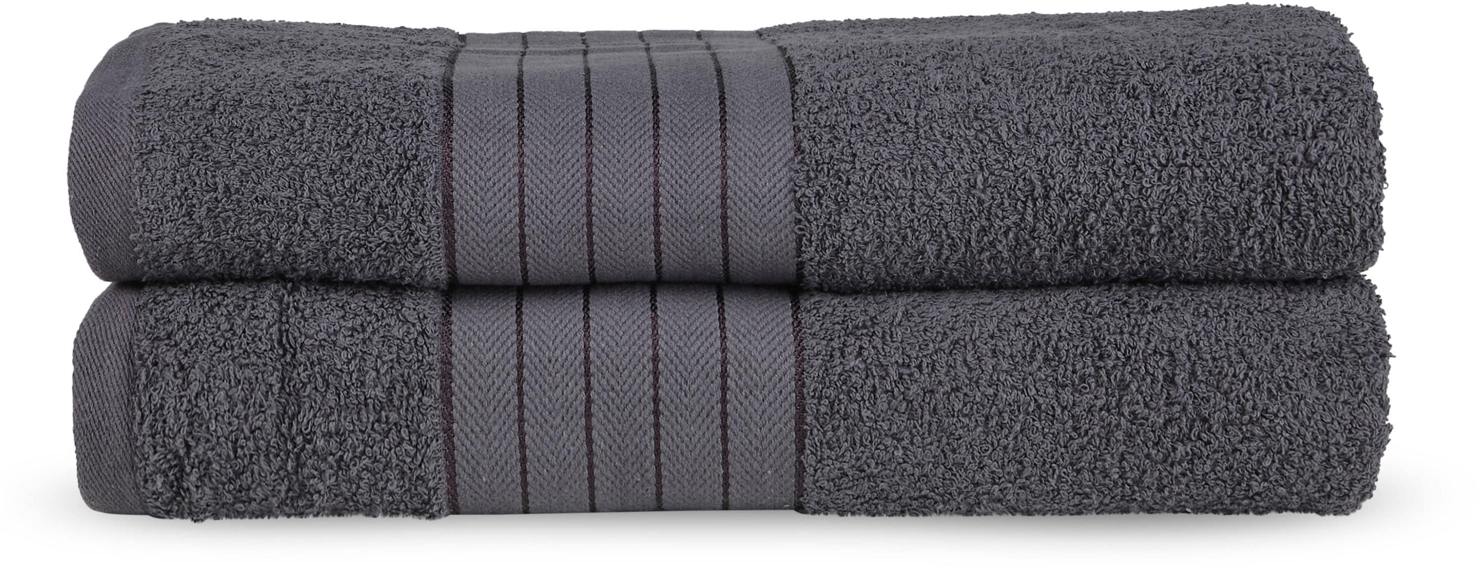 Badetuch GOOD MORNING "Uni Towels", grau (anthrazit), B:70cm L:140cm, Frottier, Obermaterial: 100% Baumwolle, Handtücher, Badetuch, Baumwolle, Walkfrottee, Bordüre, 500 GSM, Einfarbig, ohne Aufhängung
