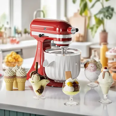 GVODE Eismaschinen-Aufsatz für KitchenAid Standmixer 2 Qt Kapazität Kompatibel mit 4,5 Qt Frozen Yogurt Eismaschine