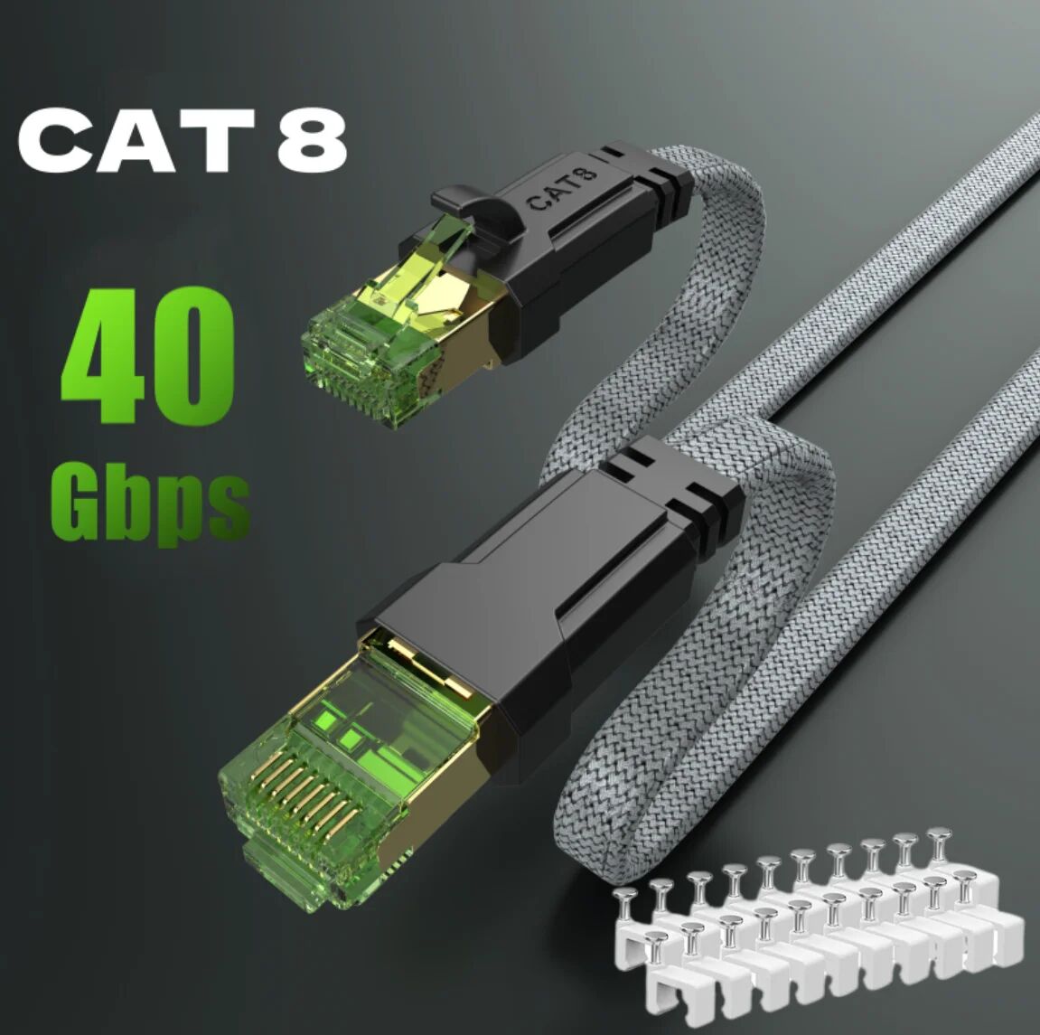CYANMI MIZIQIER langes CAT 8 flaches Netzwerk-Internetkabel 40 Gbit/s SFTP RJ45 LAN-Kabel Patchkabel für Modem-Router Gaming PC PS4/5/6 Xbox