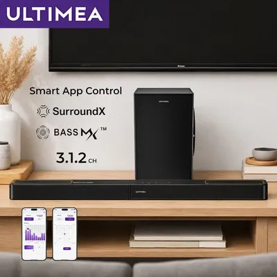 ULTIMEA 3.1.2-Kanal Dolby Atmos Soundbar, 360W Kraftvoller Surround-Sound, BassMX Verstärkter Bass, HDMI eARC, Immersives Heimkino
