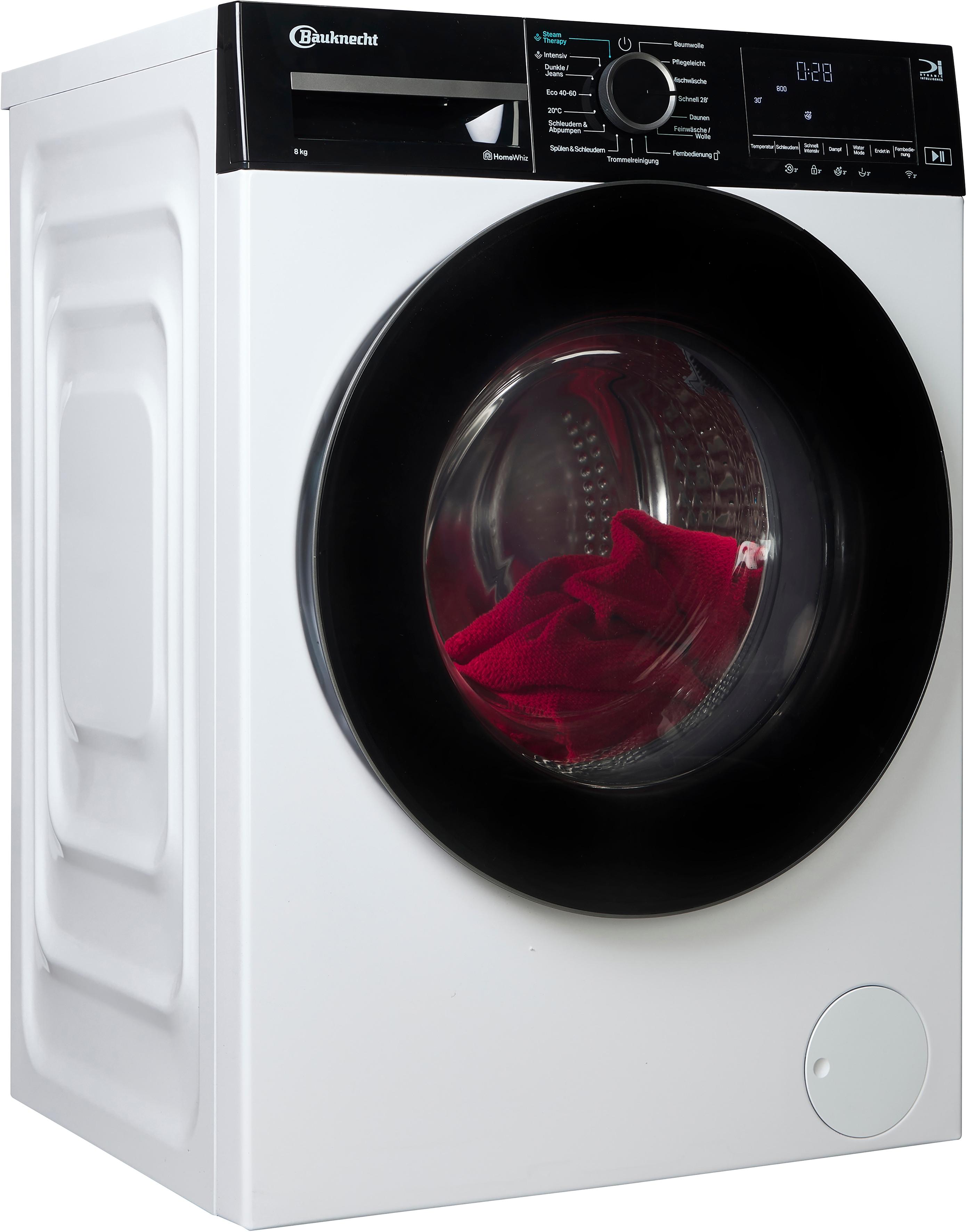 BAUKNECHT Waschmaschine "B WM SMART ECO 8A", Energieeffizienz: A (A-G), weiß, B:60cm H:84,5cm T:55cm, Waschmaschinen, Adaptive Wash – Intelligente Anpassung für perfekte Waschergebnisse