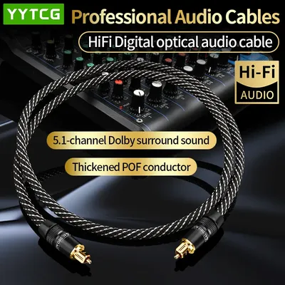 YYTCG Digitales optisches Audiokabel Toslink SPDIF Koaxialkabel 1 m 2 m für Verstärker Blu-ray Xbox 360 PS4 Soundbar-Glasfaserkabel