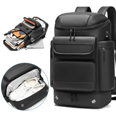 Große Kapazität 50L Männer Reiserucksack im Freien Trekking wasserdichter Rucksack 16 Zoll Business Laptop Rucksack mit Schuhtasche