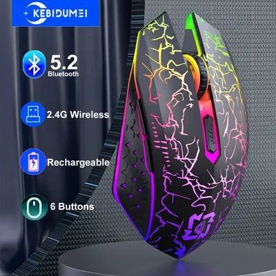 RGB Farbe 2,4G Drahtlose Maus Bluetooth 5,2 Maus Dual Modus Gaming Maus Wiederaufladbare Stille Mäuse Für PC Laptop Tablet macBook RGB Color 2.4G Wireless Mouse Bluetooth 5.2 Mouse Dual Mode Gaming