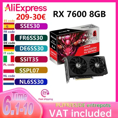 SOYO AMD Radeon RX7600 8 GB Gaming-Grafikkarte GDDR6-Speicher 128 Bit PCIEx16 3.0 für Desktop-Computer-Grafikkarten RX 7600