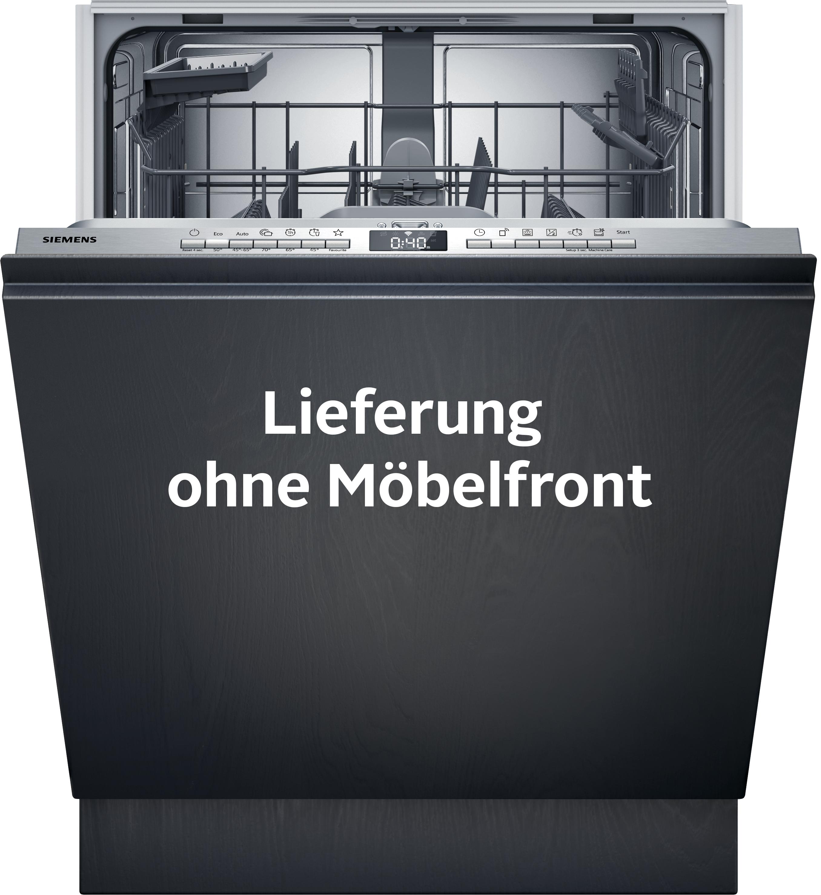 SIEMENS vollintegrierbarer Geschirrspüler "SX63EX04TE", Energieeffizienz: B (A-G), silber (weiß), B:59,8cm H:86,5cm T:55cm, Geschirrspüler, Info Light - Erlischt bei Beendigung des Spülvorgangs, flexible Körbe