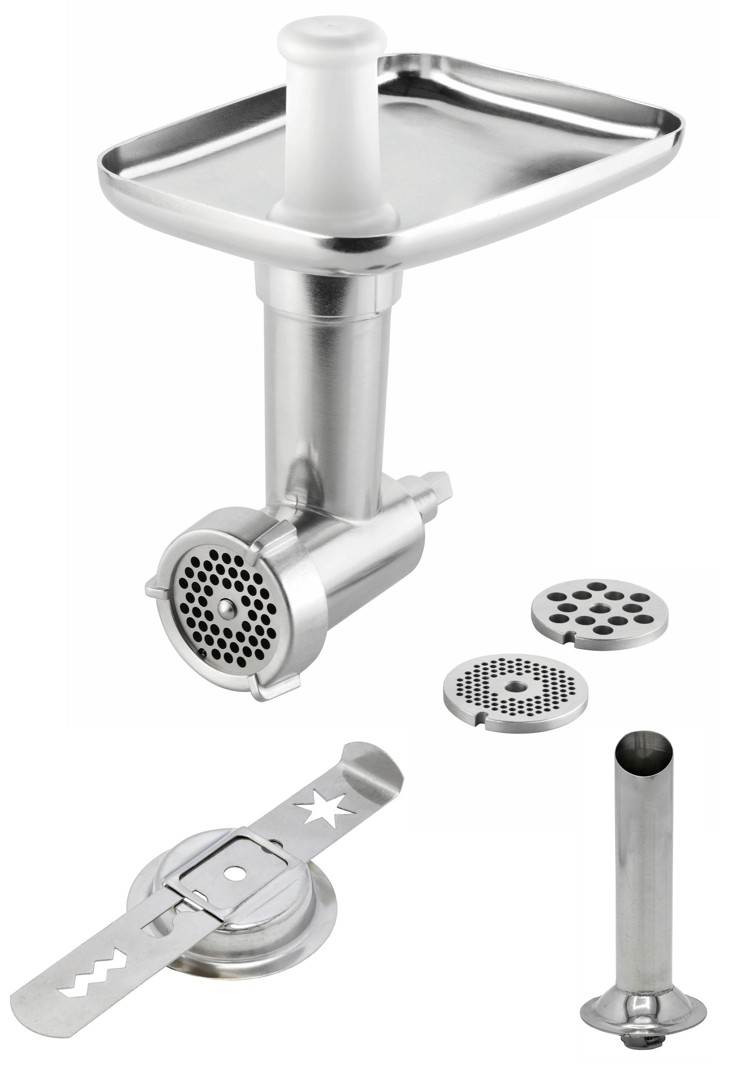 GROSSAG Fleischwolfaufsatz "KFW 5 Set 1386", silber (silberfarben), B:21,5cm H:20cm T:12cm, Küchenmaschinen-Aufsätze, mit Wurstfüll-Vorsatz und Spritzgebäck-Vorsatz