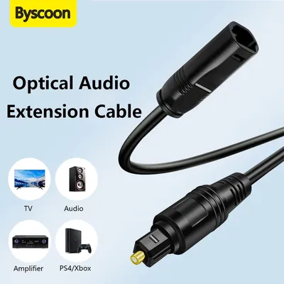 Byscoon Fiber Digital Toslink Verlängerungskabel, optisches Audio-Verlängerungskabel von Stecker auf Buchse für Soundbar/TV/PS4/Xbox
