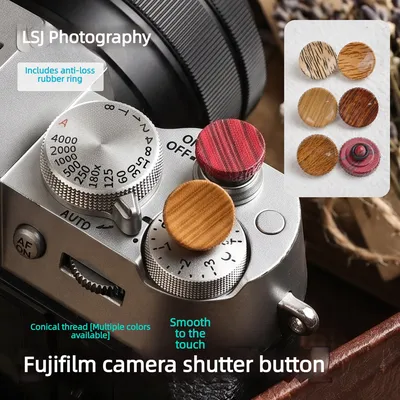 Premium Holz-Auslöseknopf für Fujifilm Kameras, Soft-Release-Knopf für Fuji X100V XT5 XT30, Universell für Leica Canon Nikon