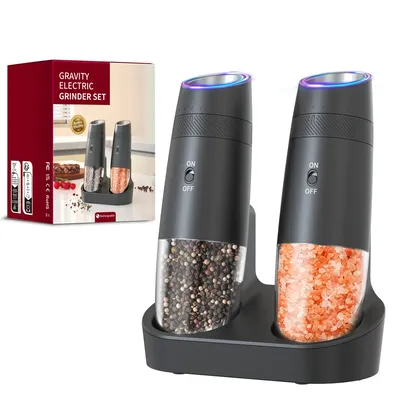 1 Stück/2 Stück USB wiederaufladbares automatisches Pfeffermühlen-Set, Salz- und Pfeffermühle, einstellbare Grobheit, Gewürzmühle für die Küche
