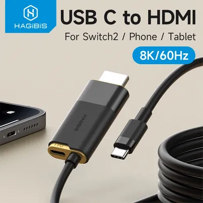 Hagibis Switch Dock für Nintendo Switch/OLED/Switch2 USB C auf HDMI-Kabeladapter 8K@60Hz HDR 100W PD für Laptop SteamDeck ROG