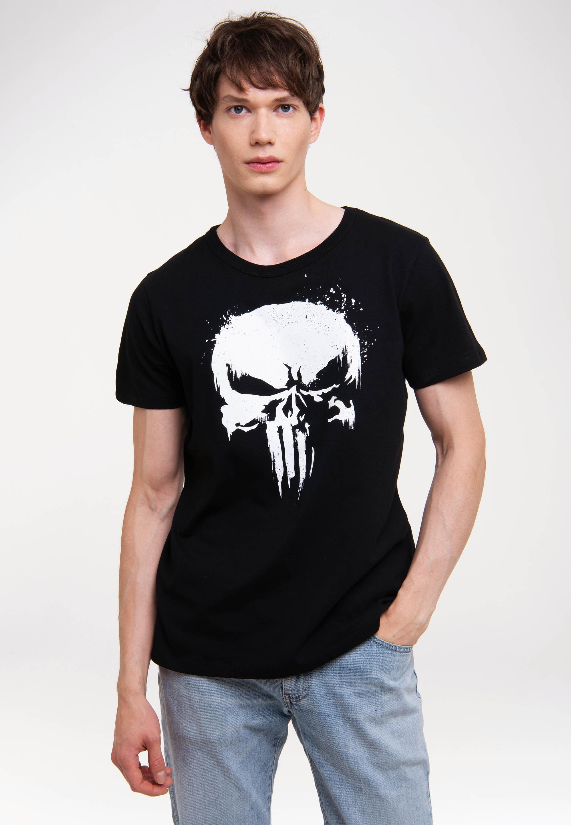 T-Shirt LOGOSHIRT "Marvel - Punisher TV Skull", Herren, Gr. XS, schwarz, 100% Baumwolle, unifarben, normal, Rundhals, Shirts T-Shirt, mit lizenziertem Print