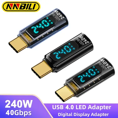 NNBILI PD 240 W Adapter 5 A USB4 Digitalanzeige Typ C auf Typ C OTG 8K Videoübertragung für iPhone 15 16 Pro Samsung Tablet Laptop