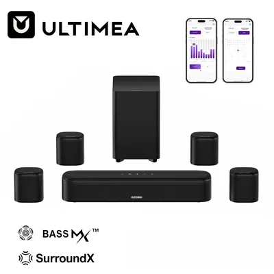 ULTIMEA 7.1-Kanal Soundbar-System für TV mit 4 Surround-Lautsprechern, Virtueller Surround-Sound, App-gesteuertes Heimkinosystem