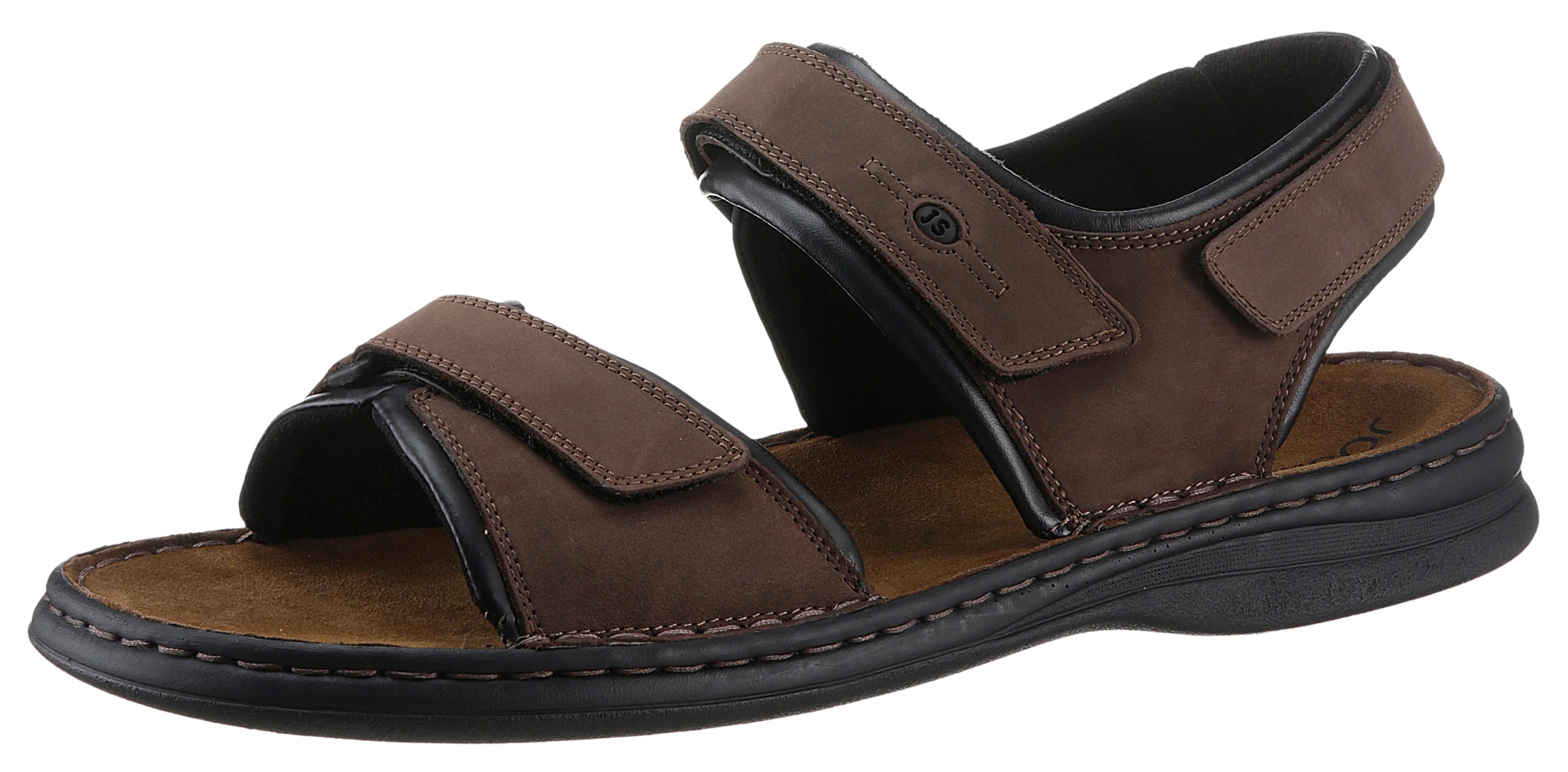 Sandale JOSEF SEIBEL "Rafe", Herren, Gr. 43, braun (braun, schwarz), Nubukleder, Schuhe Sandale, Sommerschuh, Klettschuh, Freizeitsandale, mit Lederdecksohle