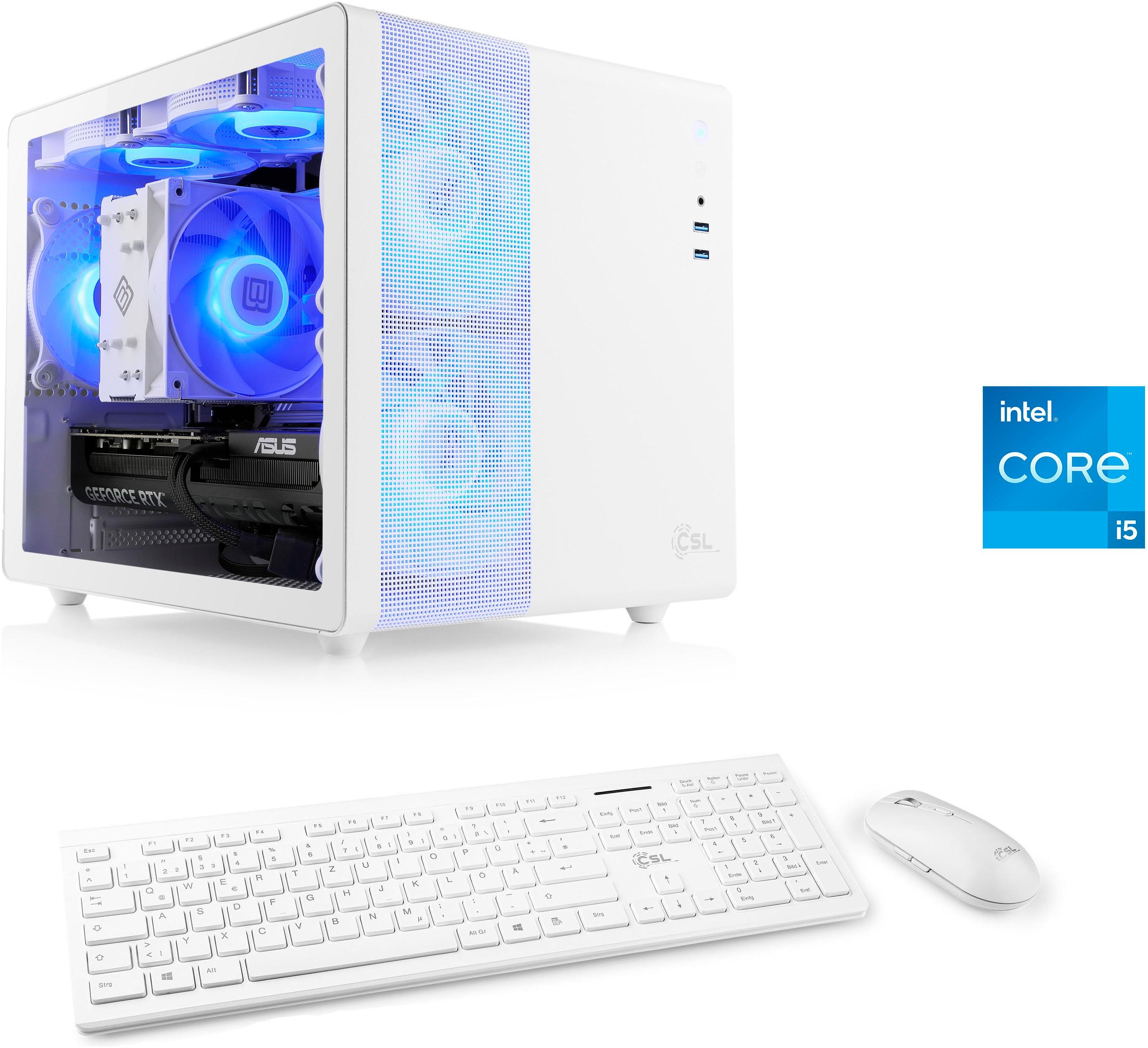 CSL PC "Cube V24129", weiß, Microsoft Windows 11 Home (64 Bit), 16 GB RAM 500 GB SSD, Desktop-PCs, PC
