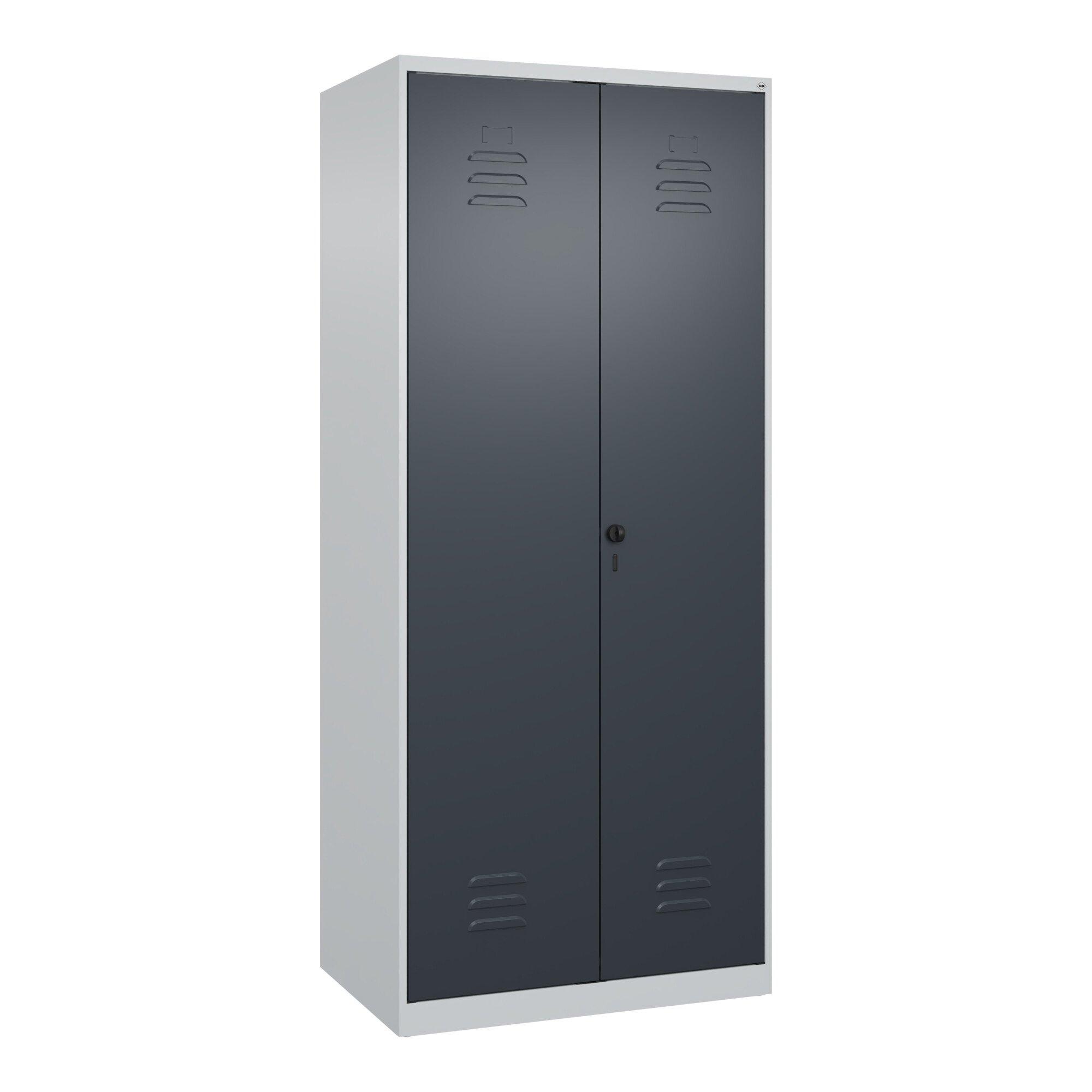 C+P Putzmittel-Spind Classic PLUS, 2 Abteile, 1850x800x500mm, 7035/7016 Verschluss Sicherheits-Drehriegel ; C + P Möbelsysteme (080100-02|S10007)