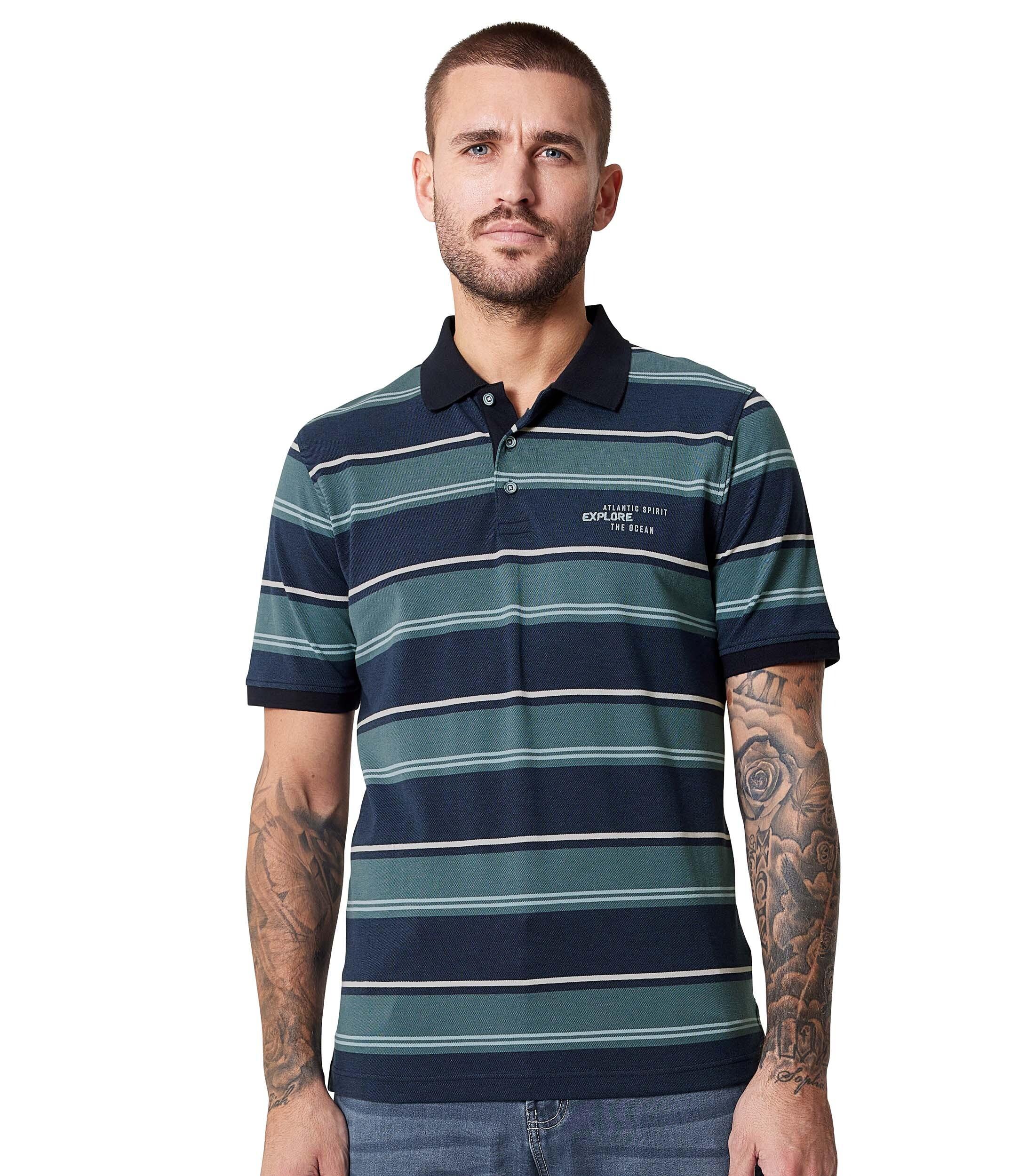 Poloshirt CASAMODA "CASAMODA Polo-Shirt gestreift", Damen, Gr. L, blau (türkis), 95% Baumwolle, 5% Elasthan, Shirts