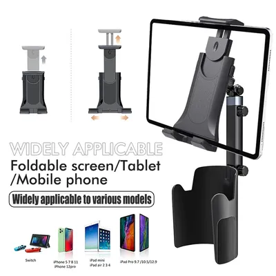 360 ° Drehbare Auto-Kopfstützen-Tablethalterung, Faltbare Universelle Auto-Rücksitzhalterung für iPad iPhone Switch Samsung Tablets Handys