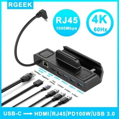 Steam Deck Docking Station TV Basis Stehen Hub Halter Dock USB C zu RJ45 Ethernet 4K 60HZ HDMI-kompatibel Steam Deck Dock Konsole