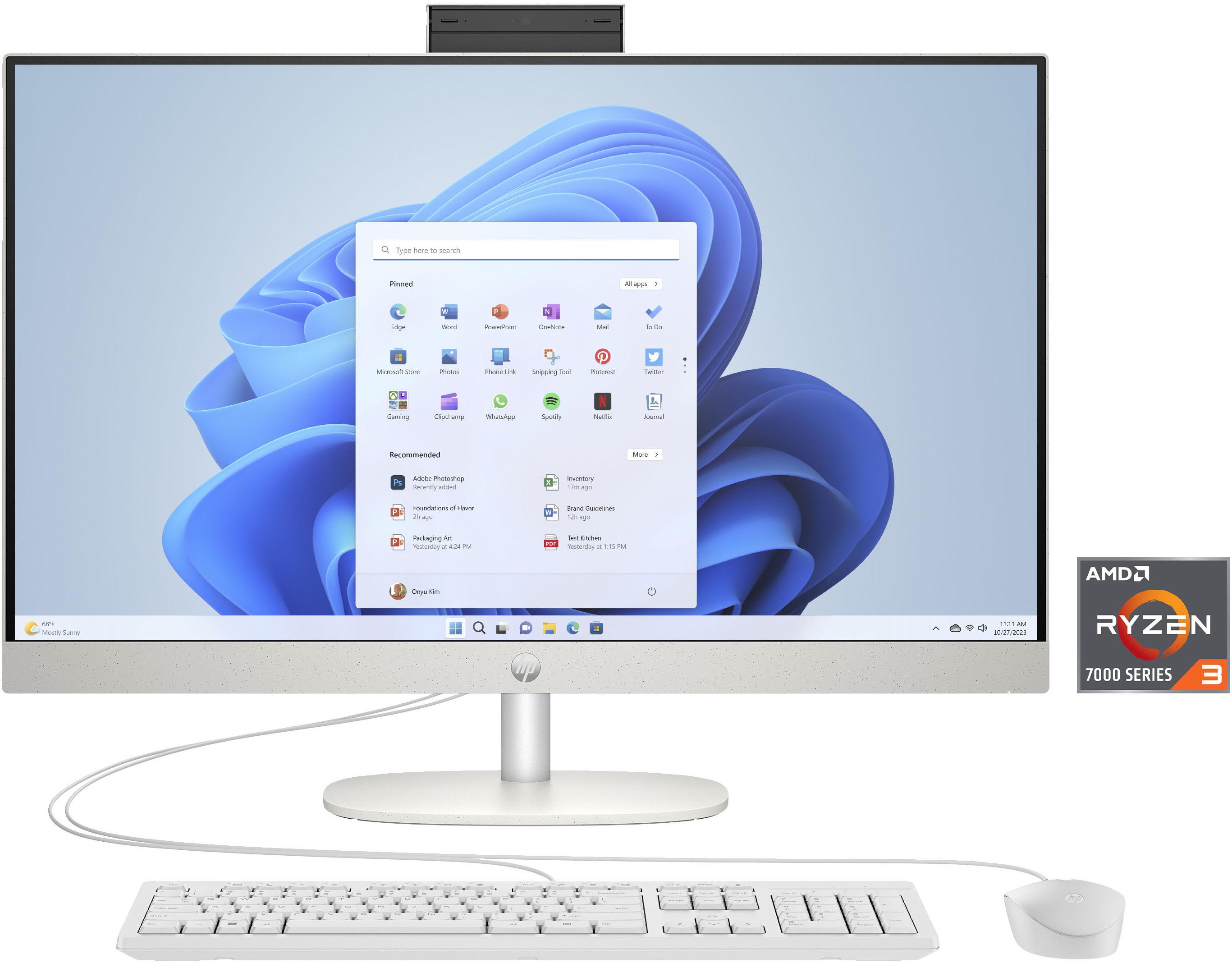HP All-in-One PC "27-cr0207ng", weiß (shell weiß), Windows 11, 8 GB RAM 512 GB SSD, Desktop-PCs