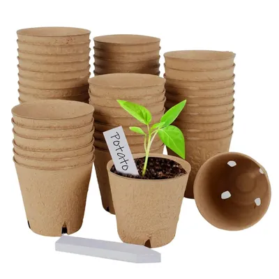 Setzlingstöpfe, 45 Stück, Torftöpfe für Setzlinge, für den Außenbereich, Garten, Keimung, Pflanzentöpfe, biologisch abbaubare Saatgut-Starter-Töpfe, Kits