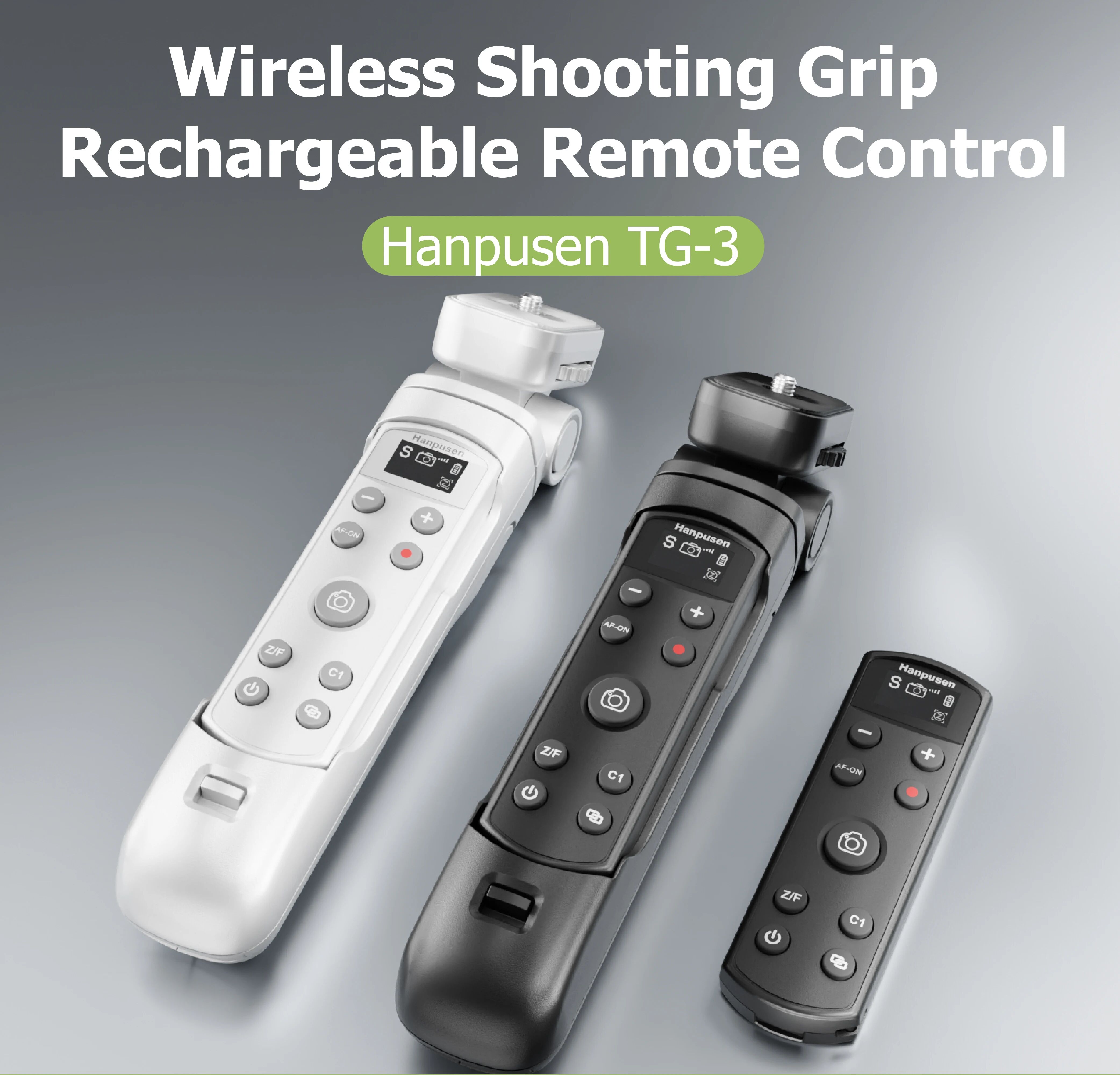 hanpusen TG-3 Wireless Vlog Shooting Grip Stativfernbedienung mit OLED-Display für Fujifilm / Canon / Nikon / Sony Kameras