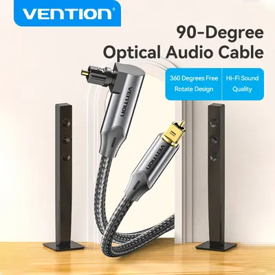 Vention Optisches Audiokabel 90-Grad-Stecker auf Stecker für TV-Verstärker Audioprozessor Soundbar PS4 Xbox Audio Glasfaserkabel