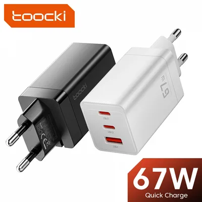 Toocki 67W GaN USB-C Ladegerät Schnellladung QC4.0 PD 3.0 Typ-C Ladegerät für iPhone 14 13 12 Pro iPad Xiaomi Samsung Huawei Tablets