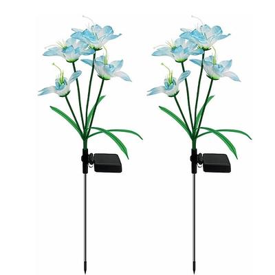 2er-Packung bunte, solarbetriebene Lilien-Gartenleuchten mit Farbverlauf, LED, wasserdicht, für Terrasse, Garten, Hof, Rasen oder Terrasse