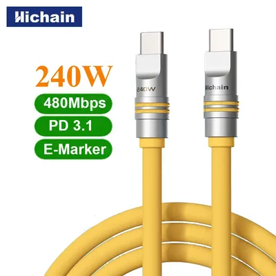 Hichain 240W USB C zu Typ C Schnellladekabel 1,2M/2M flüssiges Silikon Typ C Kabel für iPhone für Samsung für Huawei Tablets