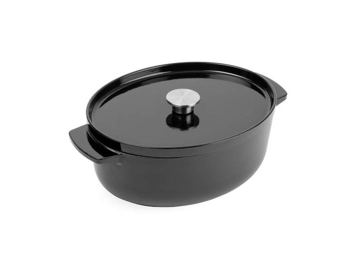 KitchenAid Bräter Cast Iron, Creme, Schwarz, Metall, 5.6 L, oval, hitzebeständige Griffe, Kochen, Töpfe, Bräter