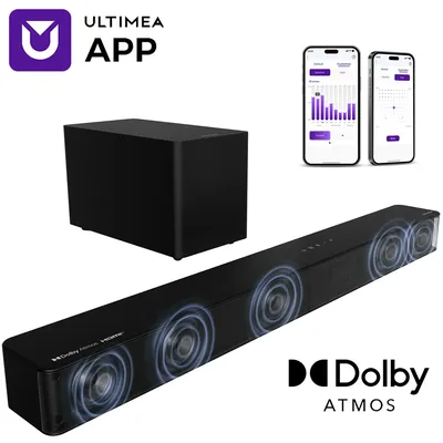 ULTIMEA 5.1-Kanal Soundbar mit Subwoofer, Dolby Atmos, VoiceMX, BassMX, APP, 340W Soundbar für Smart TV, Heimkino-Soundsystem