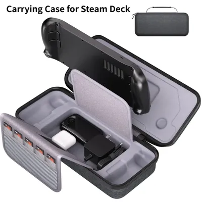 Tragetasche für die Steam Deck-Spielekonsole, tragbare Aufbewahrungstasche mit Zwischenschicht-Kartensteckplätzen für Steam Deck Gaming-Zubehör