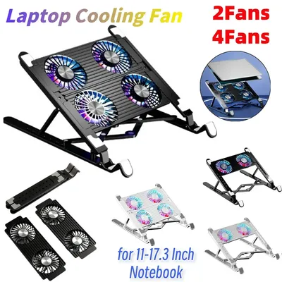 Laptop-Kühlpad mit 2/4 Lüftern, faltbarer Notebook-Ständer, RGB Silent Gaming Laptop-Kühler, Lüfter, 7 Höhe, für 11–17,3 Zoll Notebook