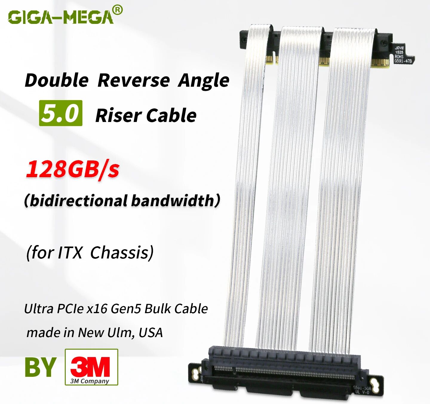 GIGA-MEGA   Ultra PCIe 5.0 X16 Riser-Kabel [RTX5090 RTX5080 RTX4090] Abgeschirmtes Extreme High-Speed Vertical Mount Gaming PCI Express Gen5