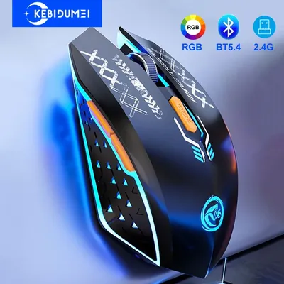 Bluetooth 5.4 Maus 2,4 G Drahtlose Maus RGB Hintergrundbeleuchtung Dual-modus Wiederaufladbare Stille Mäuse Gaming Maus 1600 DPI Maus für PC Laptop