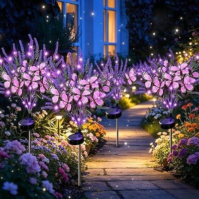 2/4 Stück Solar-Lavendel-Schmetterlings-Gartenleuchte, wasserdicht, für Garten, Park, Wege, Villenhof, Terrasse, Weihnachtsdekoration