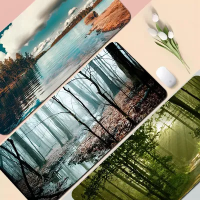 Wald See Landschaft Gummi xxl Cartoon Anime Gaming Mauspad Tastatur Maus Matten Schreibtisch matte Zubehör für PC Maus Teppich