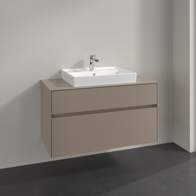 Villeroy und Boch Collaro Waschtischunterschrank C01900VM 100x54,8x50cm, Waschtisch mittig, taupe