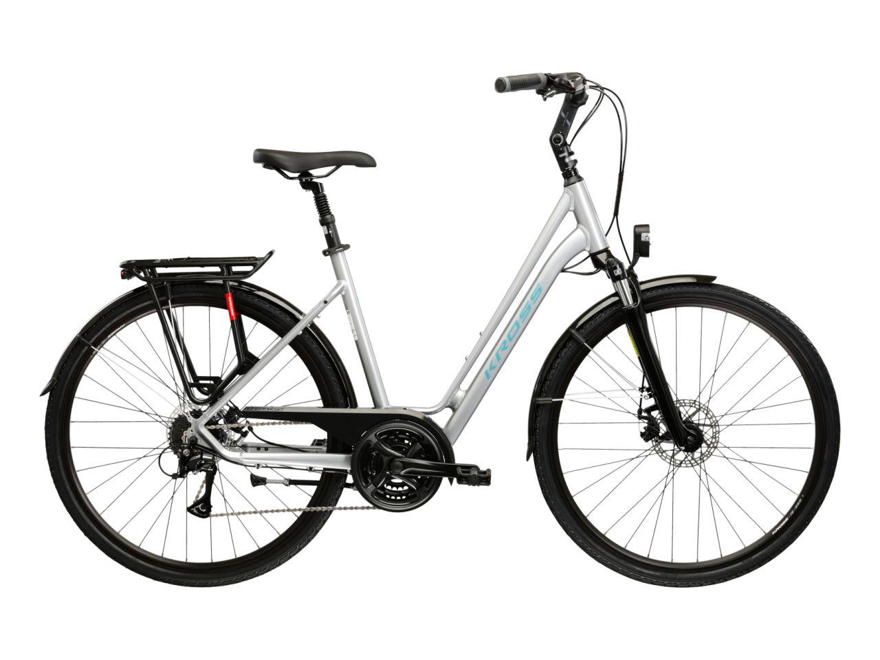 Cityrad KROSS "Sentio 3.0 Silber 24 Gänge" Gr. 46, silberfarben, schwarz, Fahrräder, 46cm, 28 Zoll (71,12cm) hinten: 28 Zoll (71,12cm)