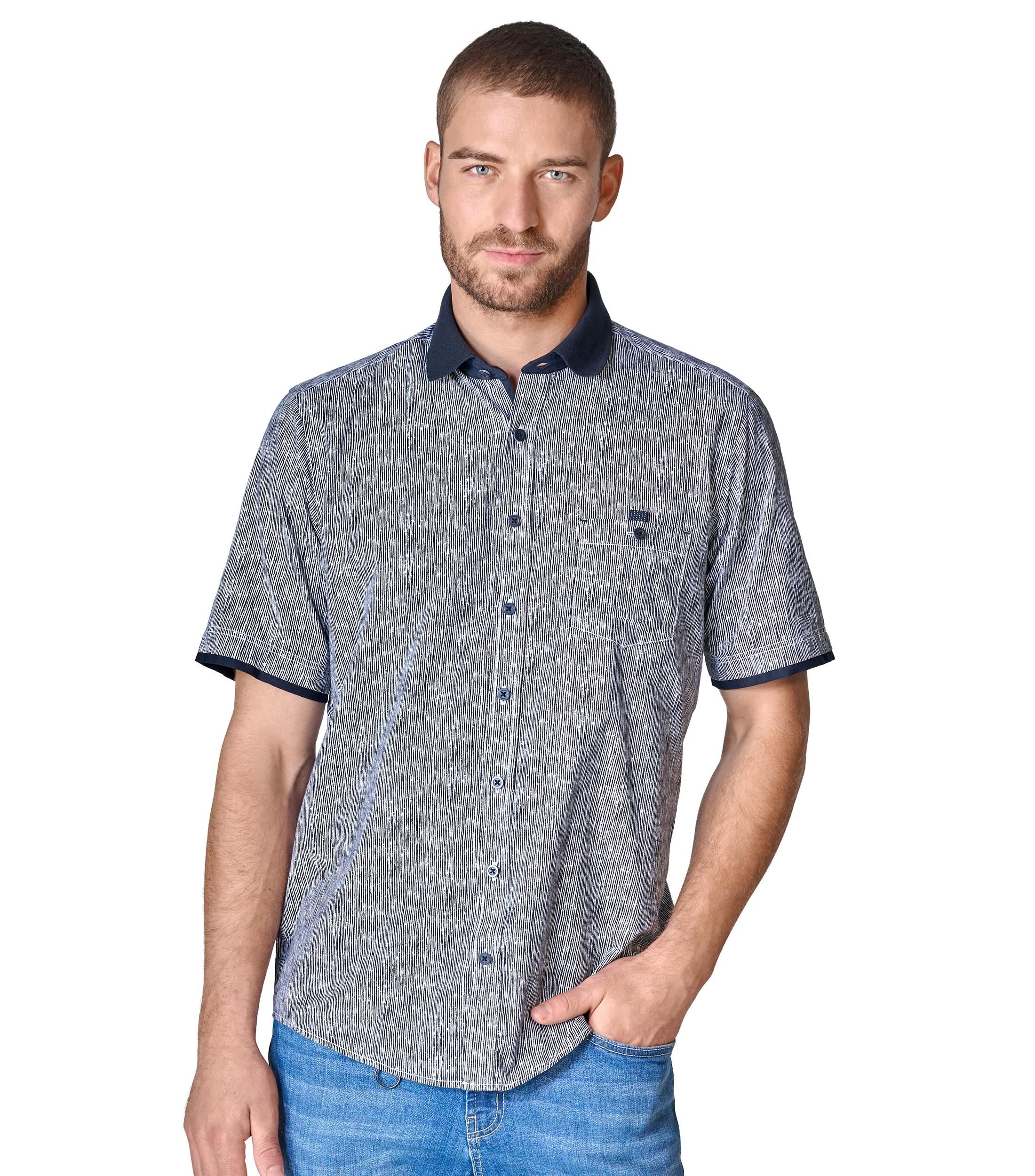 Kurzarmhemd CASAMODA "CASAMODA Freizeithemd Kurzarm Print", Herren, Gr. 6XL, Normalgrößen, dunkelblau, 100% Baumwolle, bedruckt, lässig geschnitten, Hemden