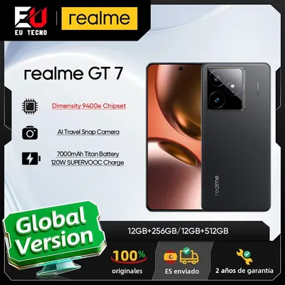 EU-Version realme GT 7 5G Smartphone Mediatek Dimensity 9400e Chipsatz 6,78 Zoll AMOLED 7000 mAh 120 W Schnellladung