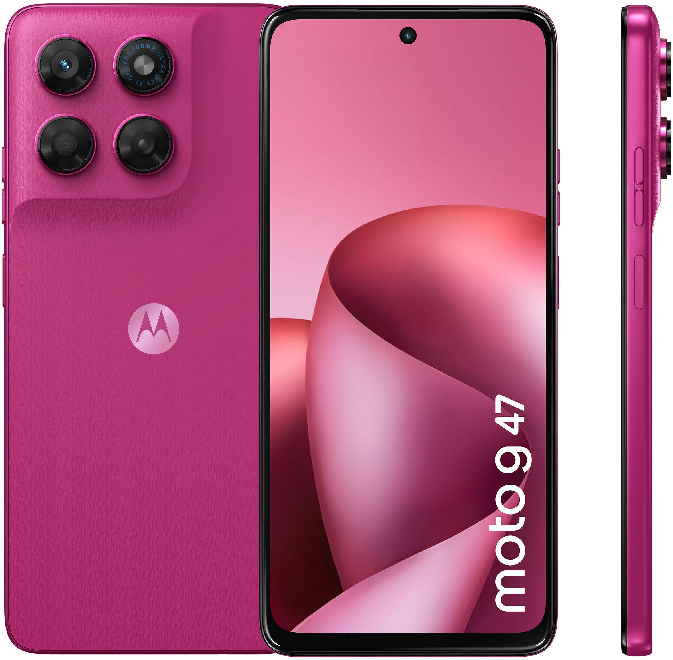 MOTOROLA Smartphone "moto g47 128 GB", Energieeffizienz: A (A-G), pantone fuchsia rot, 128 GB, Mobiltelefone