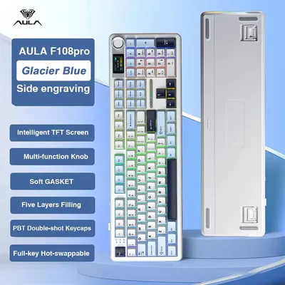AULA F108 PRO E-Sport Gaming Mechanische Tastatur Drei-Modus-Anpassbare Multi-Knopf RGB-Hintergrundbeleuchtung Tastatur mit TFT Smart Display