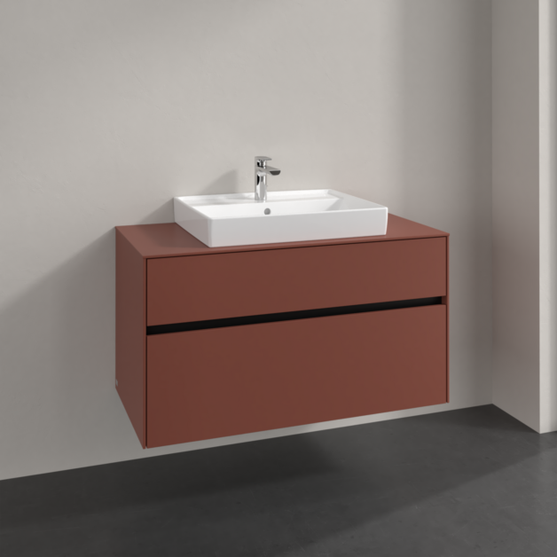 Villeroy und Boch Collaro Waschtischunterschrank C01900AH 100x54,8x50cm, Waschtisch mittig, wine red