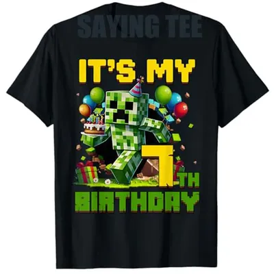Birthday Boy It's My 7th Birthday 7-Year Old Pixel Gamer T-Shirt Sons B-day Neuheit Geschenk Video Gaming Controller Spruch T-Shirt Y2k