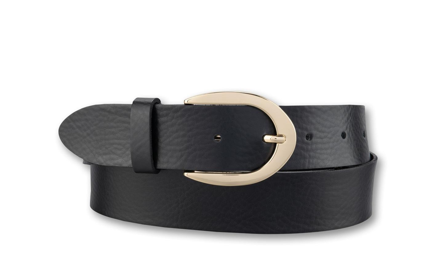 Ledergürtel BERND GÖTZ "Ledergürtel mit hochwertiger Goldschließe, Business & Casual", Damen, Gr. 80, schwarz, Rindsleder, Gürtel Ledergürtel